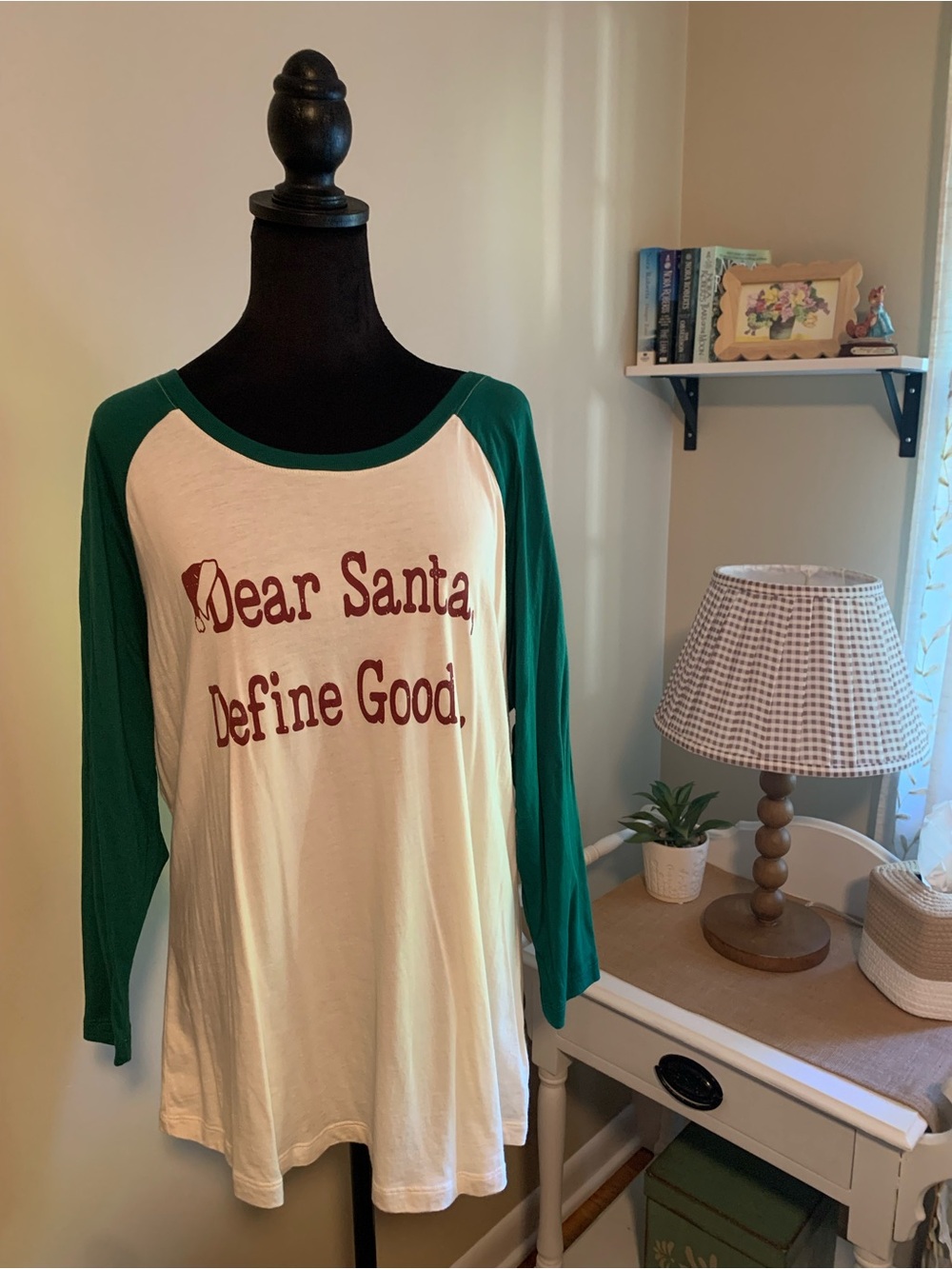 Women's Green & Cream 'Dear Santa Define Good' Raglan Shirt